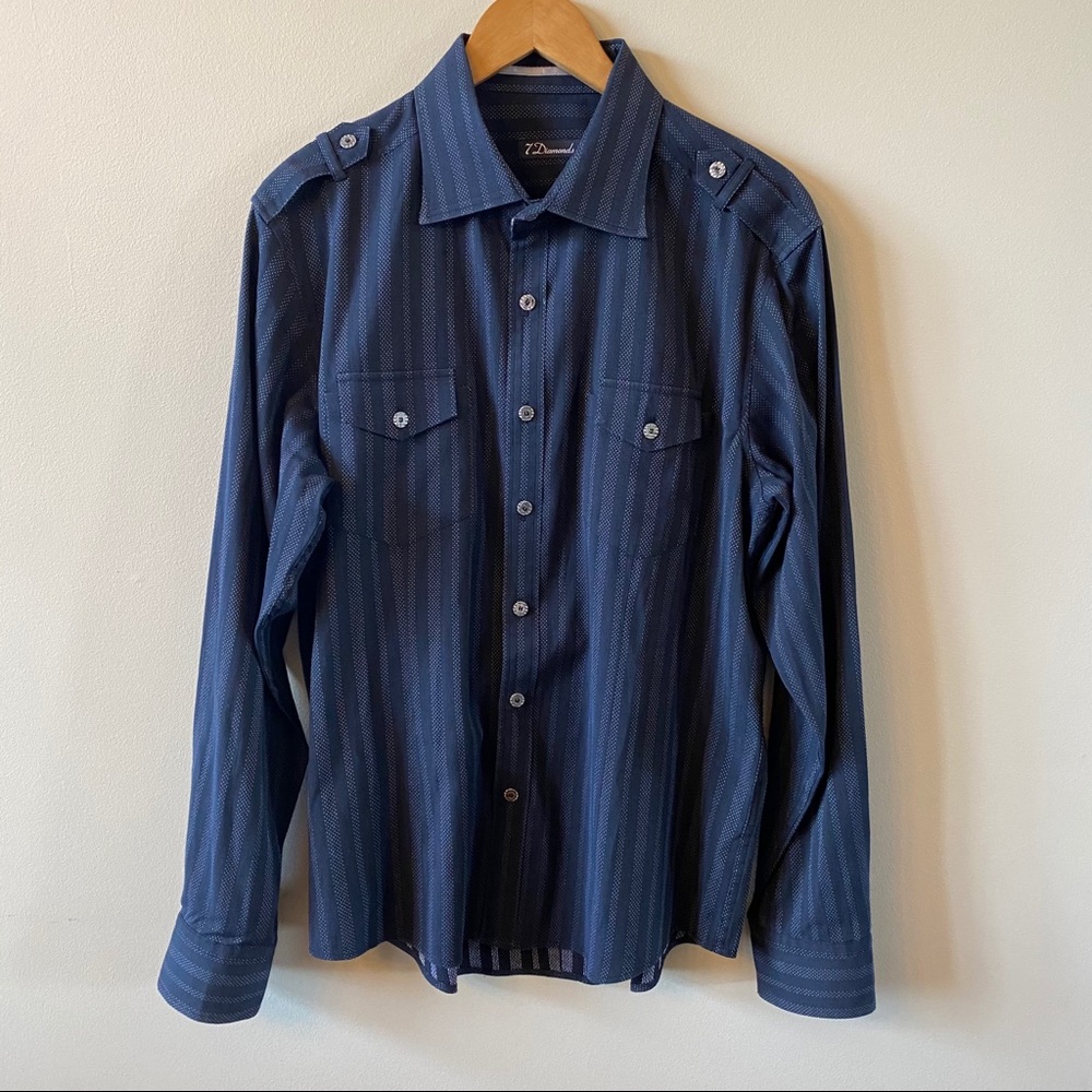 7 Diamonds Men’s Long Sleeve Shirt, Large